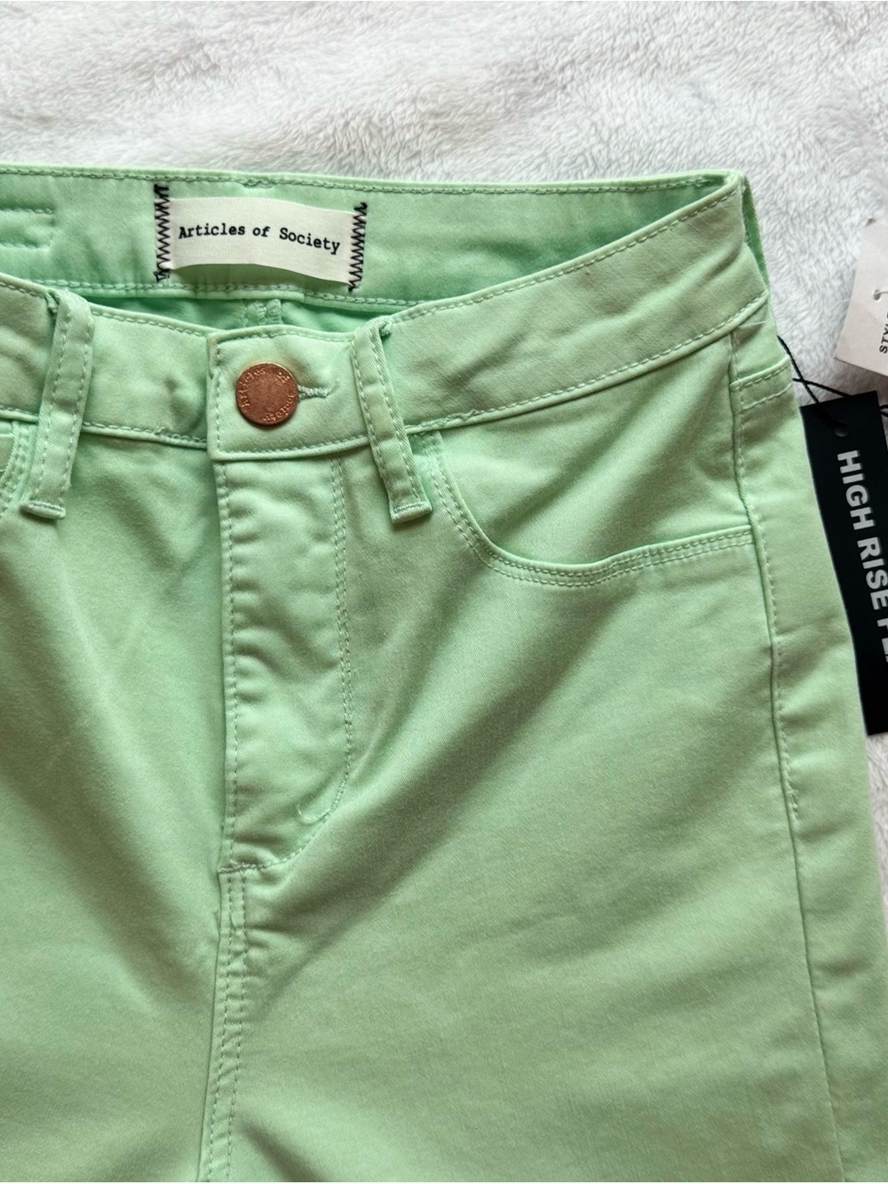 Articles of Society Pastel Mint High-Rise Super Soft Flare Jeans
